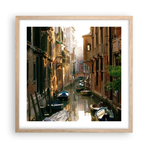 Poster in light oak frame - In a Venetian Alley - 50x50 cm