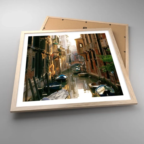 Poster in light oak frame - In a Venetian Alley - 50x50 cm