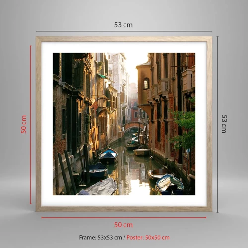 Poster in light oak frame - In a Venetian Alley - 50x50 cm