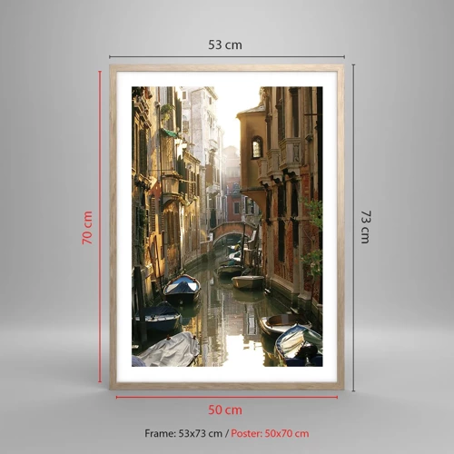 Poster in light oak frame - In a Venetian Alley - 50x70 cm