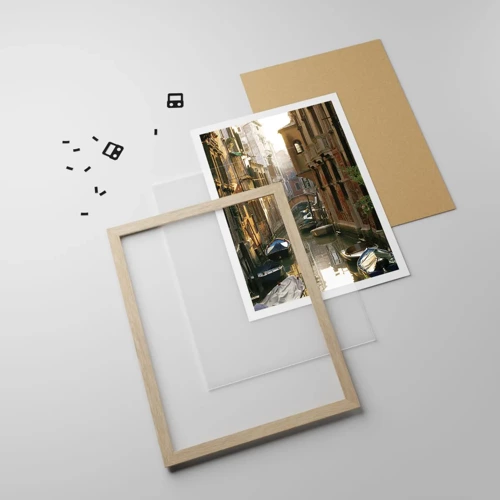 Poster in light oak frame - In a Venetian Alley - 50x70 cm