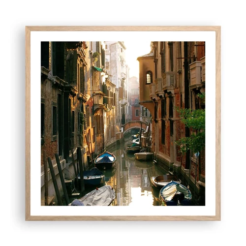 Poster in light oak frame - In a Venetian Alley - 60x60 cm