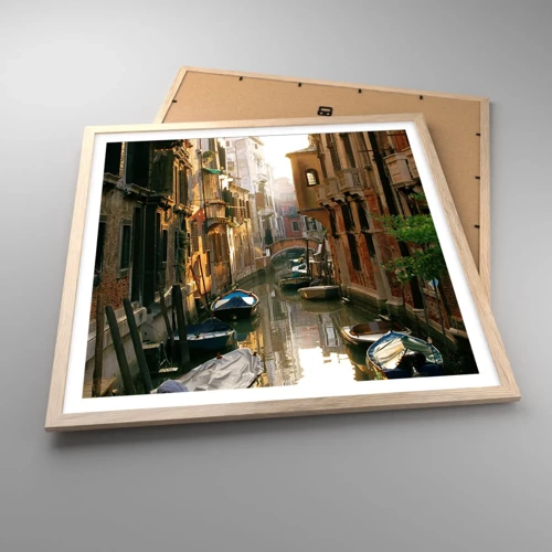 Poster in light oak frame - In a Venetian Alley - 60x60 cm