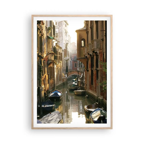 Poster in light oak frame - In a Venetian Alley - 70x100 cm