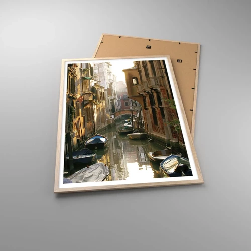 Poster in light oak frame - In a Venetian Alley - 70x100 cm