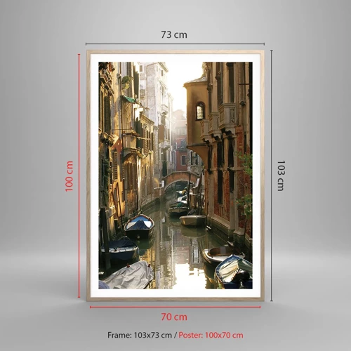 Poster in light oak frame - In a Venetian Alley - 70x100 cm