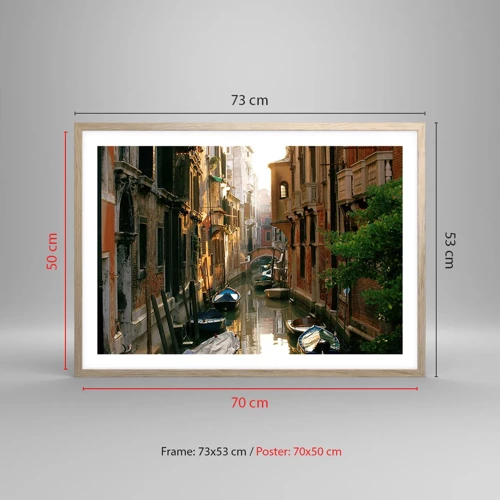 Poster in light oak frame - In a Venetian Alley - 70x50 cm