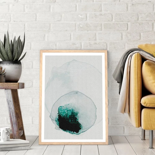 Poster in light oak frame - In a Waterdrop - 50x70 cm