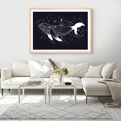 Poster in light oak frame - In the Ocean of Universe - 70x50 cm