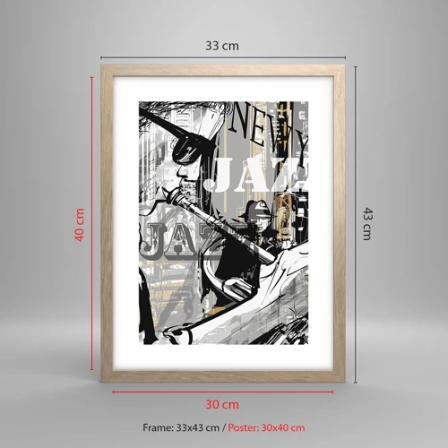 Poster in light oak frame - In the Rhythm of New York - 30x40 cm