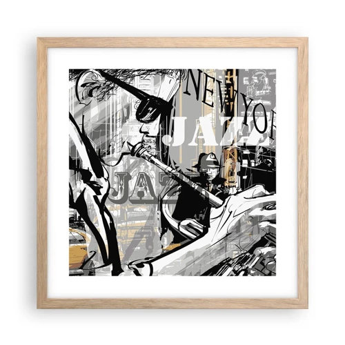Poster in light oak frame - In the Rhythm of New York - 40x40 cm