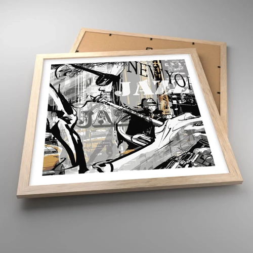 Poster in light oak frame - In the Rhythm of New York - 40x40 cm