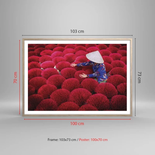 Poster in light oak frame - In the Rice Field  - 100x70 cm