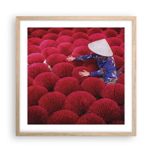 Poster in light oak frame - In the Rice Field  - 50x50 cm