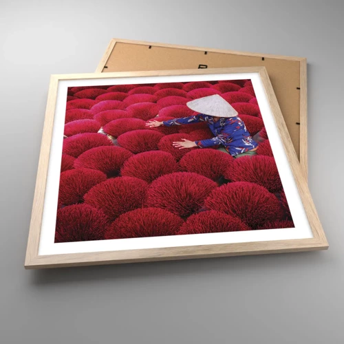 Poster in light oak frame - In the Rice Field  - 50x50 cm