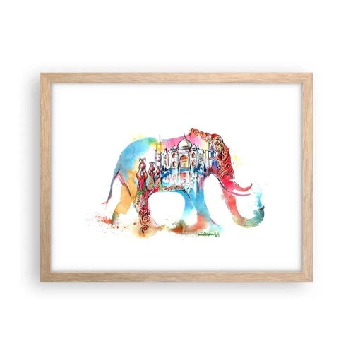 Poster in light oak frame - India - Atmosphere of Love - 40x30 cm