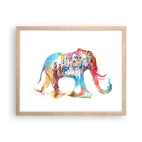 Poster in light oak frame - India - Atmosphere of Love - 50x40 cm