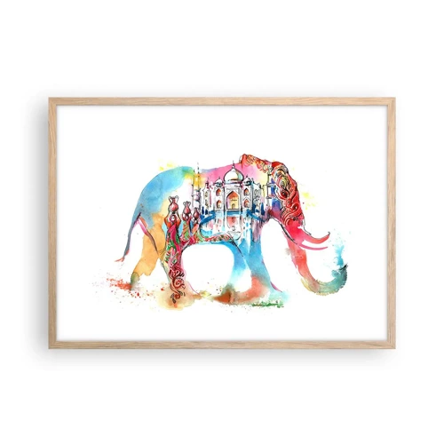 Poster in light oak frame - India - Atmosphere of Love - 70x50 cm