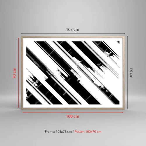 Poster in light oak frame - Intensive and Dynamic Composition - 100x70 cm