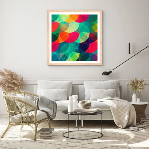 Poster in light oak frame - Into the Rainbow - 60x60 cm