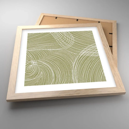 Poster in light oak frame - Intricate Abstract in White - 30x30 cm