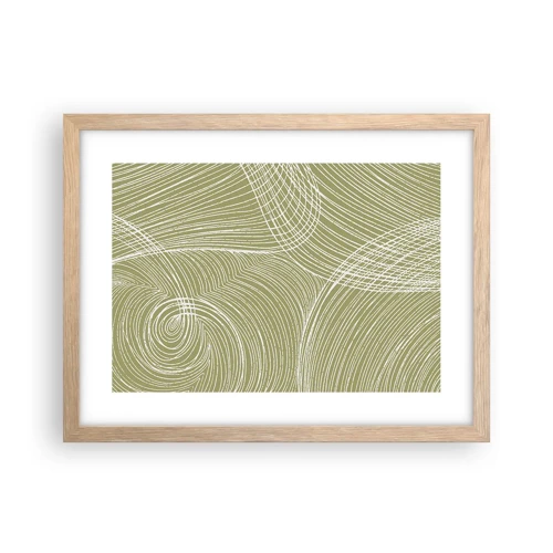 Poster in light oak frame - Intricate Abstract in White - 40x30 cm
