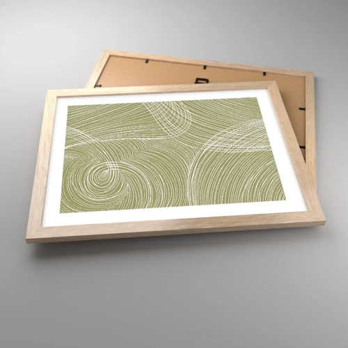 Poster in light oak frame - Intricate Abstract in White - 40x30 cm