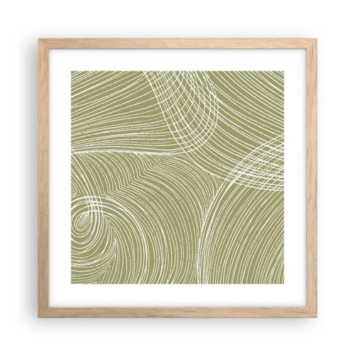 Poster in light oak frame - Intricate Abstract in White - 40x40 cm