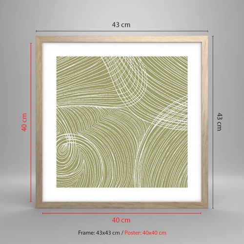 Poster in light oak frame - Intricate Abstract in White - 40x40 cm