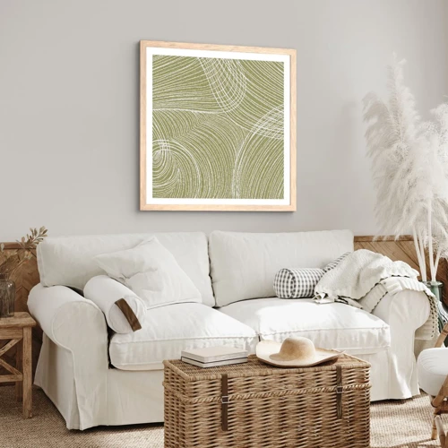 Poster in light oak frame - Intricate Abstract in White - 40x40 cm