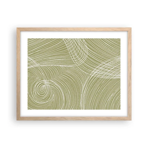 Poster in light oak frame - Intricate Abstract in White - 50x40 cm