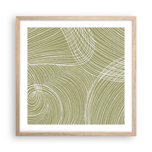 Poster in light oak frame - Intricate Abstract in White - 50x50 cm