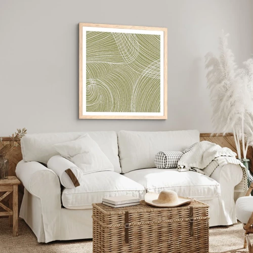 Poster in light oak frame - Intricate Abstract in White - 50x50 cm