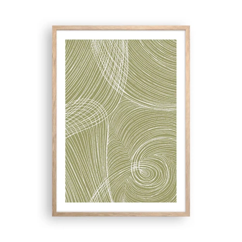 Poster in light oak frame - Intricate Abstract in White - 50x70 cm