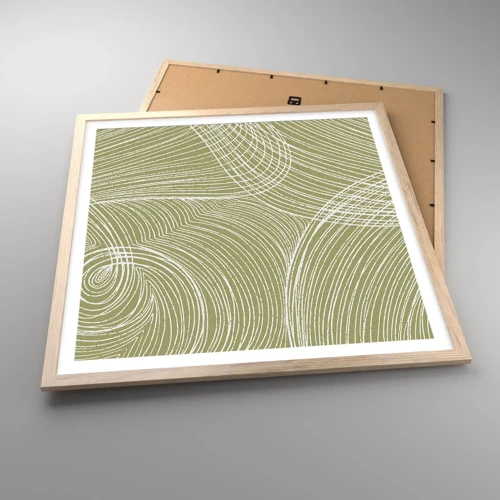 Poster in light oak frame - Intricate Abstract in White - 60x60 cm