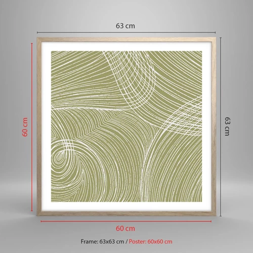 Poster in light oak frame - Intricate Abstract in White - 60x60 cm