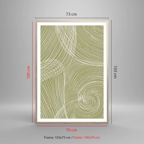 Poster in light oak frame - Intricate Abstract in White - 70x100 cm