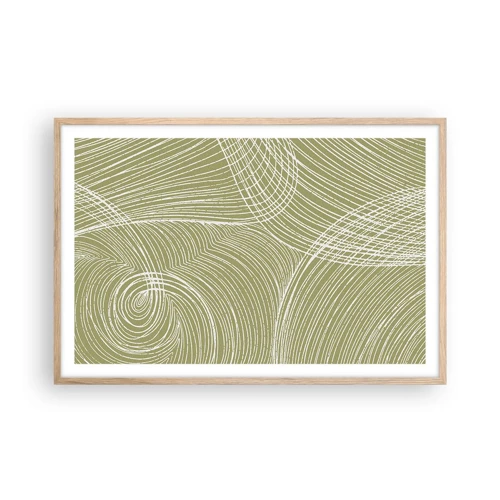 Poster in light oak frame - Intricate Abstract in White - 91x61 cm