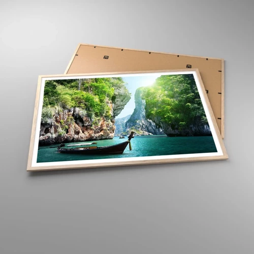 Poster in light oak frame - Invitation for an Exotic Trip - 100x70 cm