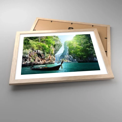 Poster in light oak frame - Invitation for an Exotic Trip - 40x30 cm