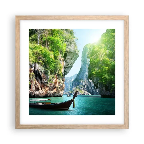 Poster in light oak frame - Invitation for an Exotic Trip - 40x40 cm