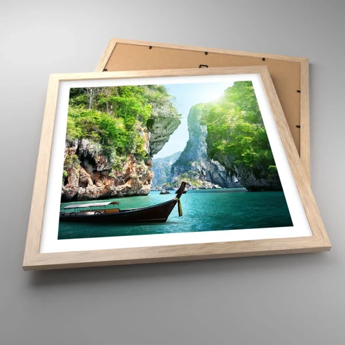 Poster in light oak frame - Invitation for an Exotic Trip - 40x40 cm