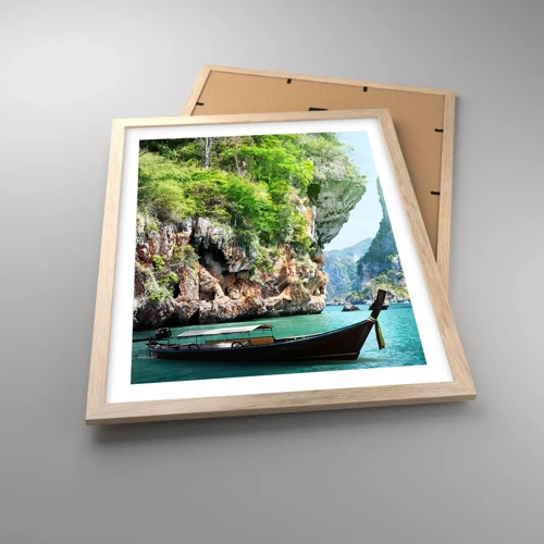 Poster in light oak frame - Invitation for an Exotic Trip - 40x50 cm