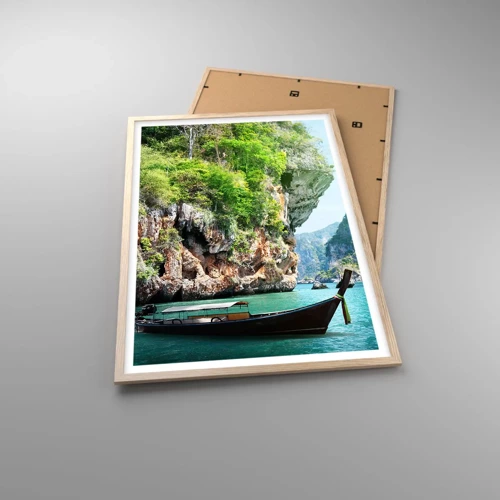 Poster in light oak frame - Invitation for an Exotic Trip - 61x91 cm