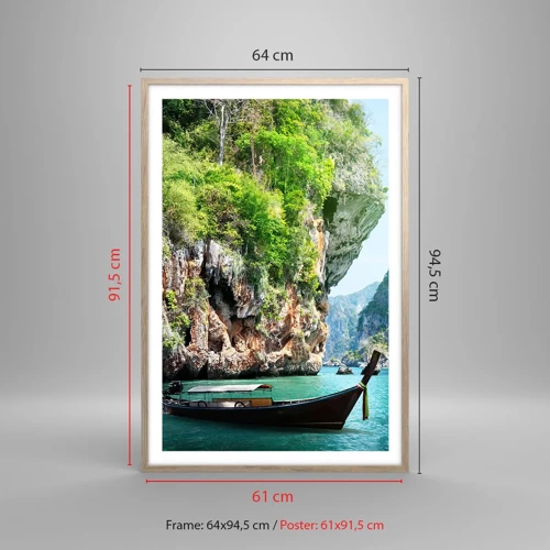 Poster in light oak frame - Invitation for an Exotic Trip - 61x91 cm