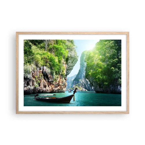 Poster in light oak frame - Invitation for an Exotic Trip - 70x50 cm