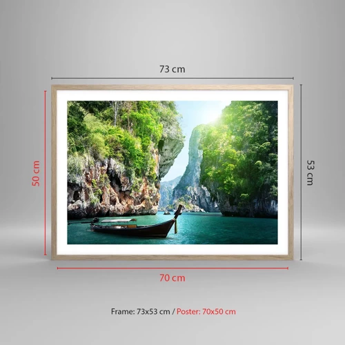 Poster in light oak frame - Invitation for an Exotic Trip - 70x50 cm