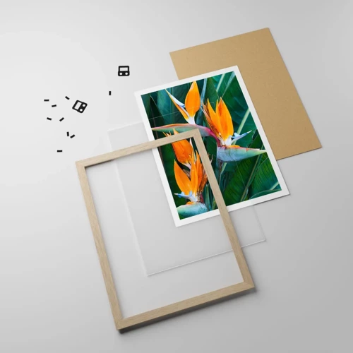 Poster in light oak frame - Is It a Flower or a Bird? - 40x50 cm