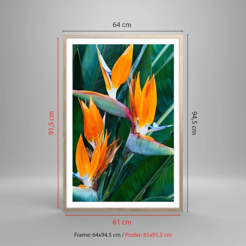 Poster in light oak frame - Is It a Flower or a Bird? - 61x91 cm