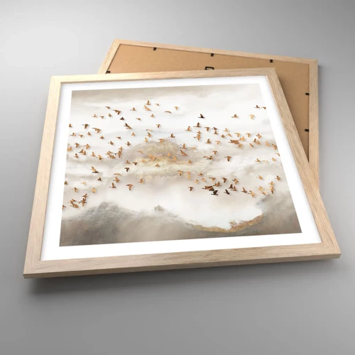 Poster in light oak frame - It Is Time - 40x40 cm